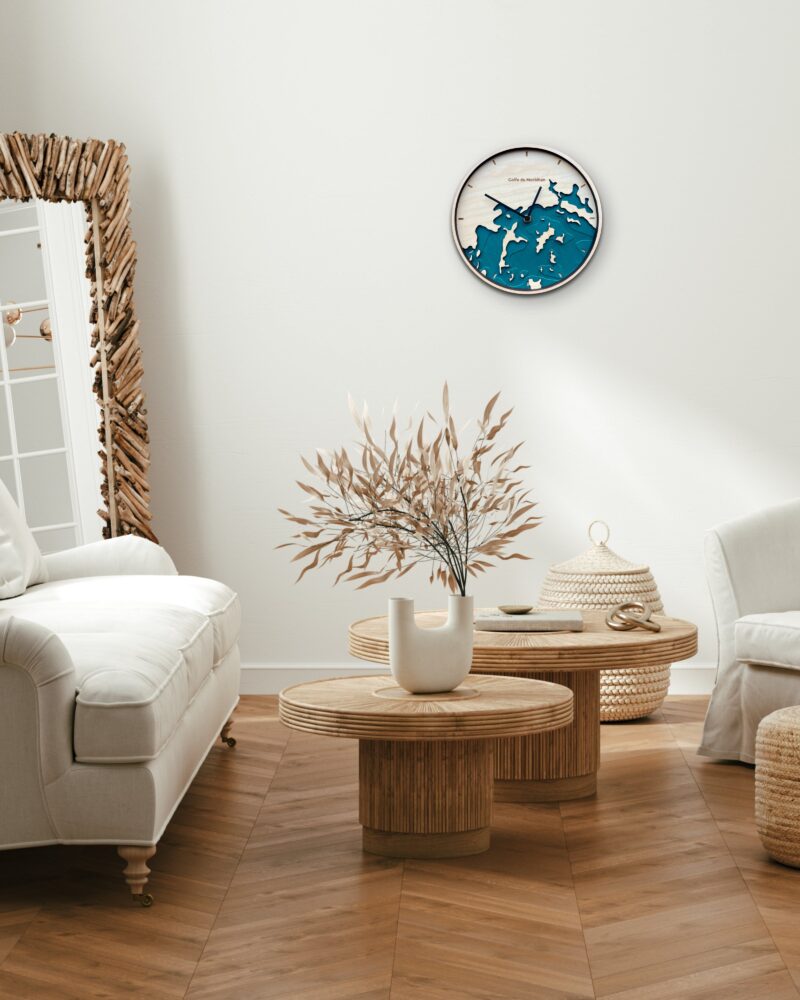 Wenn O'Clock Edition : Horloge murale aux contours du littoral breton - 5