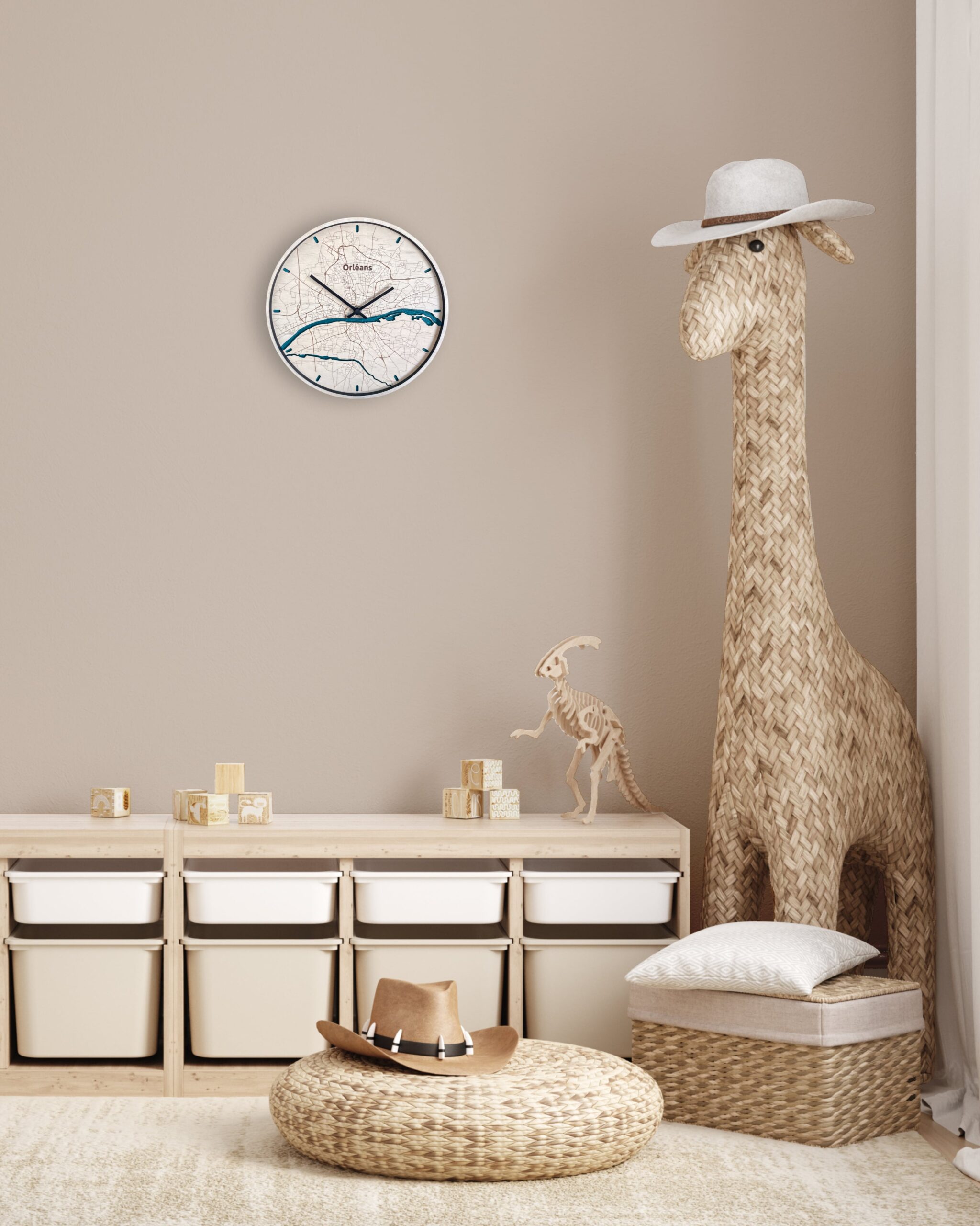 Wenn O'Clock City : Horloge murale carte de ville en bois - 2