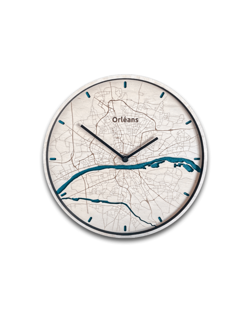 Wenn O'Clock City : Horloge murale carte de ville en bois