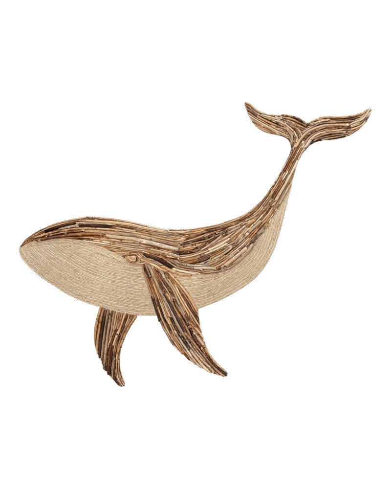 Baleine : La grâce d'une baleine en bois flotté pour sublimer vos murs